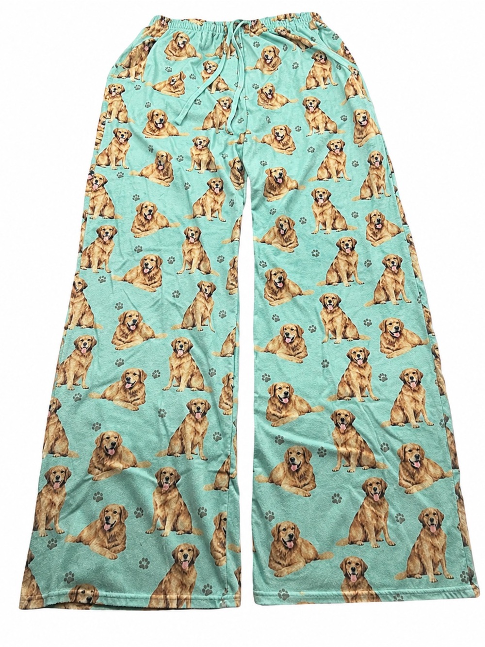 Comfies Golden Retriever Pajama Pants Womens M Teal Dog Print Lounge Sleepwear